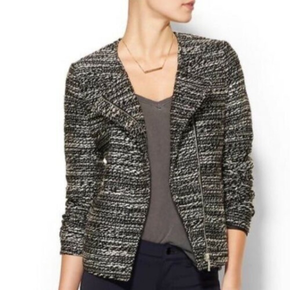 Piperlime Jackets & Blazers - Piperlime Black White Tweed Moto Jacket